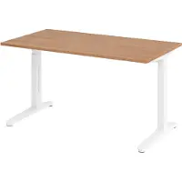 Bümö Schreibtisch Serie-XB - Nachbildung: Nussbaum, Gestell: Weiß, Größe: 140 x 80 cm