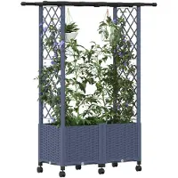 vidaXL Hochbeet mit Rankgitter und Dach Grau 124,5 x 40 x 142 cm PP