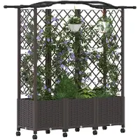 vidaXL Hochbeet mit Rankgitter und Dach Braun 163 x 40 x 144 cm PP