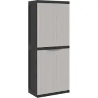 vidaXL Gartenschrank Grau und Schwarz 65x37x165 cm PP