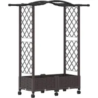 Syfax Hochbeet mit Rankgitter und Dach Braun 124 x 40 x 129 cm PP
