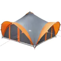 vidaXL Tipi Zelt Grau und Orange 18-Personen Polyester und Stahl