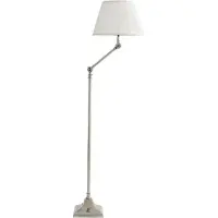 Casa Padrino Luxus Stehleuchte mit Schwenkarm Silber / Weiß Ø 30 x H. 115-143 cm - Höhenverstellbare Wohnzimmer Lampe