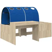 Syfax Bett mit Tunnel, 3 Stück. Sonoma-Eiche und Blau, Holzwerkstoff
