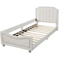 StarTech.com Kinderbett 90x200 cm - Polster-Sofabett - Mit Stauraum - Samtbezug - Rückenlehne und Armlehnen - Belastbar bis 120 kg - Weiß