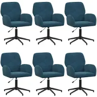 vidaXL Bürostühle 6 Stk. 54 x 55 x 90 cm Blau Samt