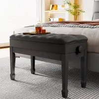 StarTech.com Klavierbank - Doppel, höhenverstellbar - Echtleder - Höhe 49–59 cm - Sitzfläche 73×36 cm - Minimalistischer moderner Stil - Montage erforderlich - Schwarz
