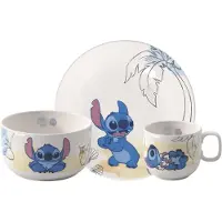 Villeroy & Boch Kindergeschirr-Set "Kindergeschirr-Set Disney Stitch 3er Set bunt" Spülmaschinenfest, Mikrowellensicher