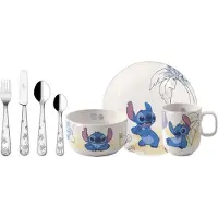 Villeroy & Boch Kindergeschirr-Set "Kindergeschirr-Set Disney Stitch 7er Set bunt" Spülmaschinenfest, Mikrowellensicher