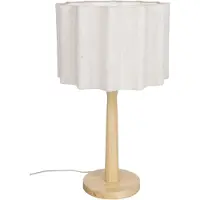 Dutchbone Tischlampe Scallop mit Jute-Lampenschirm und Holzfuß