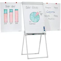Franken Flipchart PRO Deluxe Standard FC84, Vierbeinstativ, höhenverstellbar, magnethaftend, 2 Seitenarme, Ablageschale, Tafel 670 x 950 mm