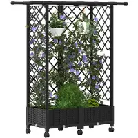 vidaXL Hochbeet mit Rankgitter und Dach Schwarz 124 x 40 x 127 cm PP