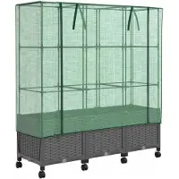 vidaXL Gartenplanter mit Gewächshausabdeckung und Rädern 3 Stk. PP