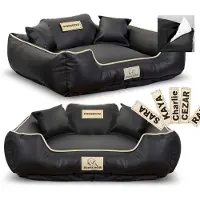 AIO Factory Hundebett KINGDOG ECO LEATHER 115x95 cm personalisiert abnehmbar Anti-Rutsch schwarz