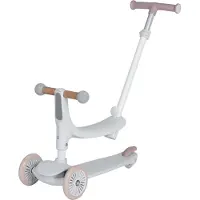 Eco toys Flynn Weiß/Beige 2-in-1 Kinderroller mit Schiebestange