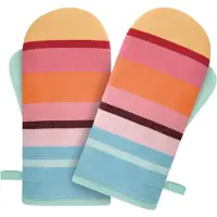 REMEMBER Ofenhandschuhe Set Nr. 4 - außen reine Baumwolle - Farbenfrohe Ofenhandschuhe