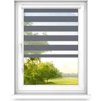 Time4blinds - Doppelrollo ohne Bohren - Zebra Rollos für Fenster und Türen - Stahl, 900x1600, Rechts