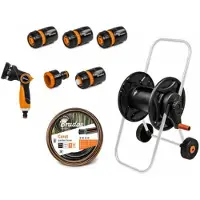 Bradas Schlauchwagen Set 20m: 1/2" Schlauch, 8-Funktionen Pistole, UV-beständig & robust.