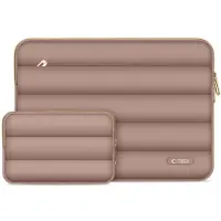 Tech-Protect Puffy Laptop Sleeve 13-14" with accessory pouch - Brown