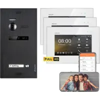 Balter EVO HD WiFi Unterputz Schwarz 2-Draht 3x 7" Weiß Video Türsprechanlage Set 1 Familienhaus