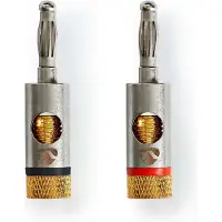 Nedis Bananestecker - Gerade - Stecker - Vergoldet - Schraube - Kabeleingangsdurchmesser: 3.0 mm - Metall - Gold - 2 Stück - Verpackung mit Sichtfenster