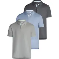 DENIMFY Poloshirt Herren Kurzarm DFRay 3er Pack Set Regular Fit - Pack 2 (Rainy Blue, Ash Grey, Tahiti Pearl Grey) - L