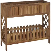Mendler Hochbeet MCW-P83, Blumen-/Pflanzkasten Blumenregal Ablage, Outdoor Akazie Holz MVG- 90x95x31cm braun