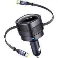 Baseus Enjoyment Max Autoladegerät mit Usb-C+Usb-C Kabeln 60W Schwarz