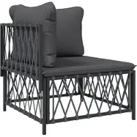 vidaXL 3-tlg. Garten-Lounge-Set mit Kissen Anthrazit Stahl