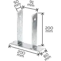 GAH Alberts U-Pfostenträger ETA-10/0210 91x200x60x50x200mm feuerverzinkt zum Aufschrauben