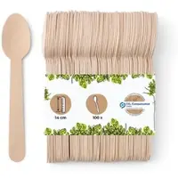 Biozoyg 100 Stück Einweg Holzlöffel 14 cm kleine Einweglöffel Kaffeelöffel Dessertlöffel Eislöffel biologisch abbaubar Holzbesteck Partybesteck