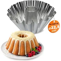 Kadax Gugelhupfform, Kuchenform aus verzinktem Blech, Hohe gewellte Backform
