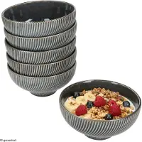 MamboCat 6x Sid dark Müslischale Ø14cm 350ml Steingut Relief dunkel Salat Bowl Dessert