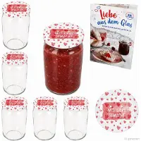 MamboCat 6er Set Rundglas 720 ml To 82 Mit Liebe gemacht Deckel incl. Diamant Gelierzauber Rezeptheft
