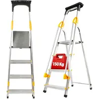 Kadax Alu-Leiter, "Bykle", 139 cm, Leiter mit Handlauf, 4 Stufen