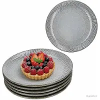 MamboCat 6er Set Sid light Kuchenteller Ø22cm Steingut Dessert Relief Frühstück