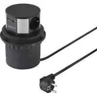 Sygonix SY-6887466 Steckdosenturm 3fach Schwarz, Silber Schutzkontakt 1 St.