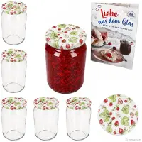 MamboCat 6er Set Rundglas 720 ml To 82 Wald-Erdbeeren Deckel incl. Diamant Gelierzauber Rezeptheft