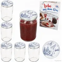MamboCat 6er Set Rundglas 720 ml To 82 Alpen-Deckel incl. Diamant Gelierzauber Rezeptheft
