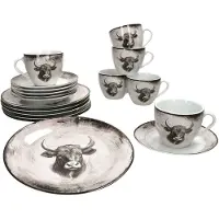 MamboCat Toro 18tlg Kaffeeservice Porzellan 6Pers Tasse Untertasse Teller Kuh Landhaus
