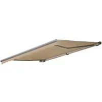 Mendler Elektrische Kassetten-Markise T122, Vollkassette Volant 4x3m Polyester Creme, grau