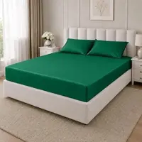 TRAUMSCHLAF Mako-Satin Haustuch Bettlaken 180x280 cm | dunkelgrün - grün