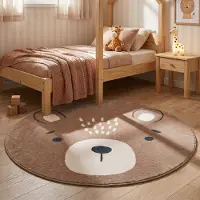 Little Olly Waschbarer Spielteppich Rund - Sammy Bear Braun Ø 100 cm