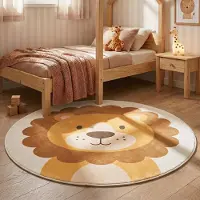 Little Olly Waschbarer Spielteppich Rund - Sammy Lion Braun Ø 100cm