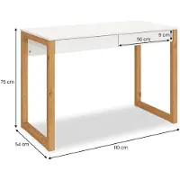 Idimex Schreibtisch NOAH mit 2 Schubladen aus Massivholz in weiß & Eiche farben - Robuste Computertische, möbel für arbeitszimmer, Arbeitstisch mit Stauraum, büromöbel