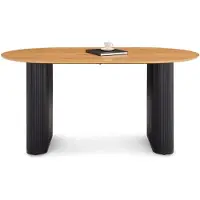 Idimex Esstisch MAXIM schwarz/eicheoptik - moderner Tisch 160 x 90 cm, design Küchentisch oval mit Säulenbeinen und Lamellen, Esszimmertisch für 6 Personen