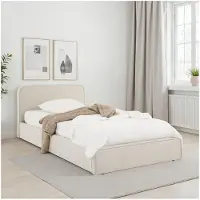 Idimex Polsterbett MARINI Einzelbett 90x200 cm in cremeweiß - Bett gepolstert mit Lattenrost, modernes Design & stabiles Holzgestell mit Kunststofffüßen