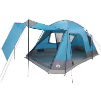 vidaXL Hütten-Zelt mit Dach Blau 8-Personen Polyester und Stahl