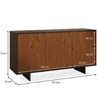 Idimex Sideboard ARTO mit 3 Türen, Kastanie Finish- modernes Sideboard mit Stauraum, robuste Anrichte, ideal für Wohn-, Ess- oder Flurbereich, harmonische Kombination aus Holzoptik und schwarzem Rahmen