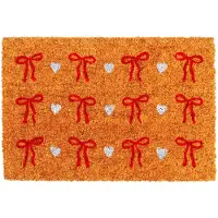 Relaxdays Kokos Fußmatte mit Motiv 60x40 cm Weiß,Hellbraun,Rot